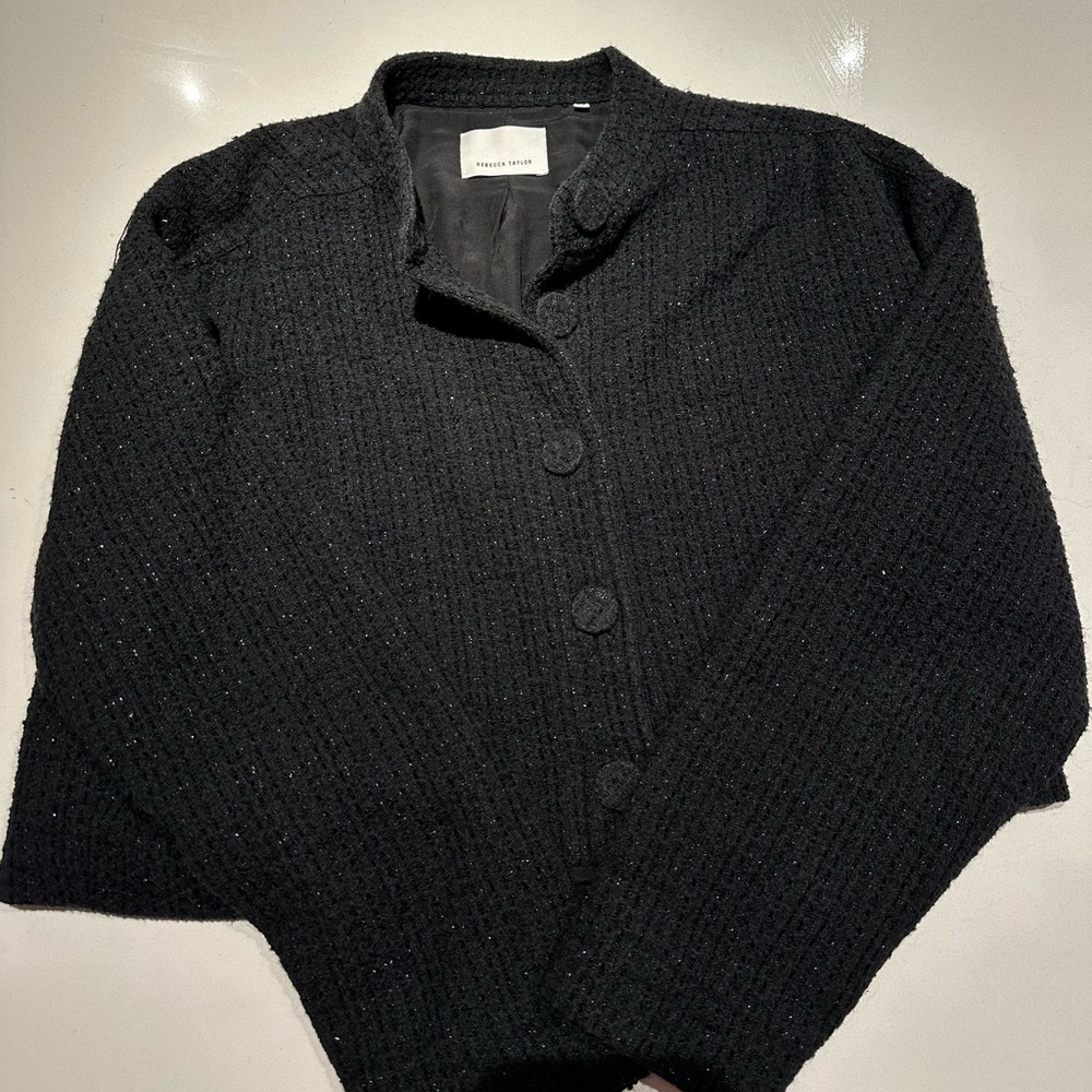 Rebecca Taylor Black Knit Button-Front Jacket - Picture 3 of 6